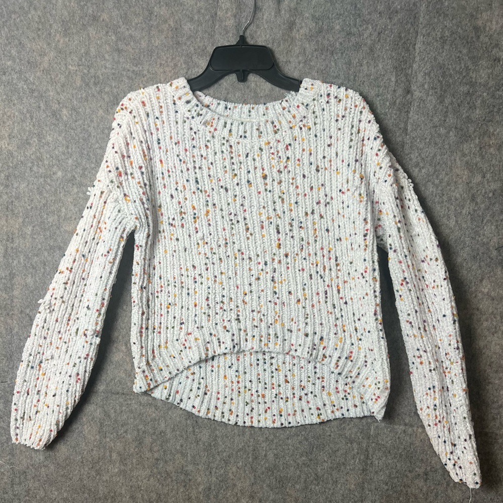 Altar'd State Woman Medium‎ confetti knit top Sweater crewneck high-low hem